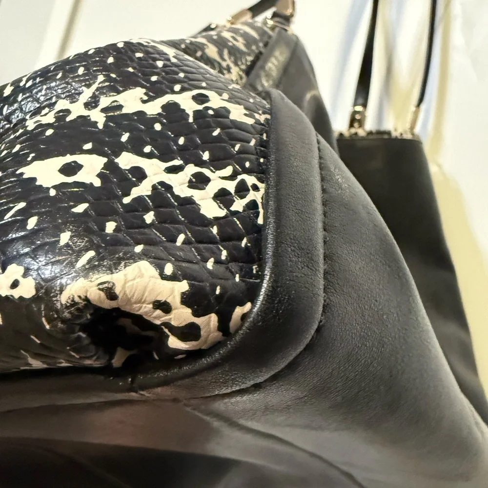 Coach Black Madison Phoebe Shoulder Bag with python-print side panels. EUC - Picture 8 of 15